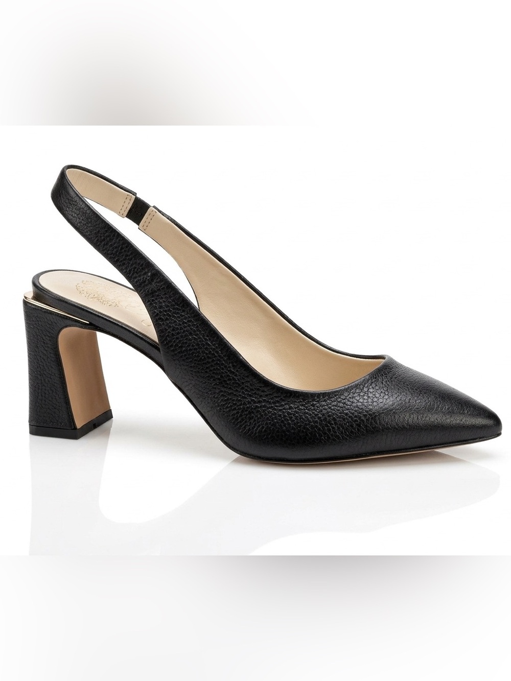 Vince Camuto The Hamden Black Leather Pointed Slingback Heels • Size 8 • EUC